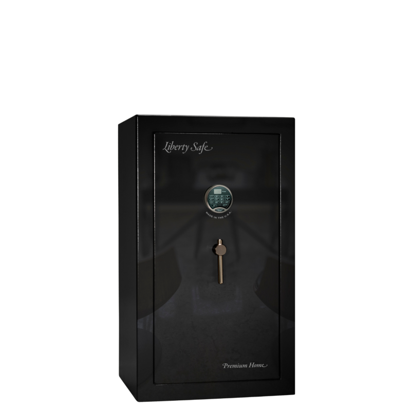 Premium Home Series | Level 7 Security | 2 Hour Fire Protection | 12 | Dimensions: 42"(H) x 24"(W) x 20.25"(D) | Black Gloss Black Chrome - Closed Door