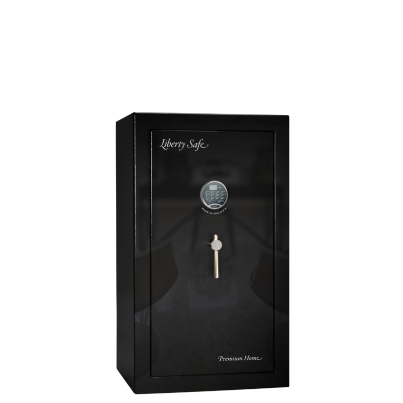 Premium Home Series | Level 7 Security | 2 Hour Fire Protection | 12 | Dimensions: 42"(H) x 24"(W) x 20.25"(D) | Black Gloss Chrome - Closed Door
