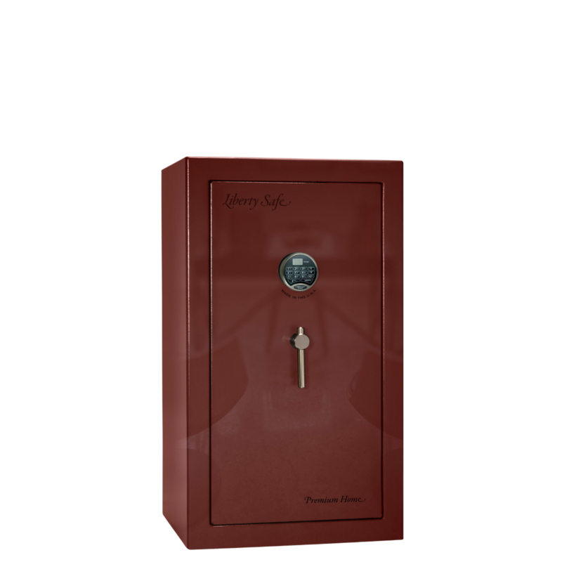 Premium Home Series | Level 7 Security | 2 Hour Fire Protection | 12 | Dimensions: 42"(H) x 24"(W) x 20.25"(D) | Burgundy Gloss Black Chrome - Closed Door