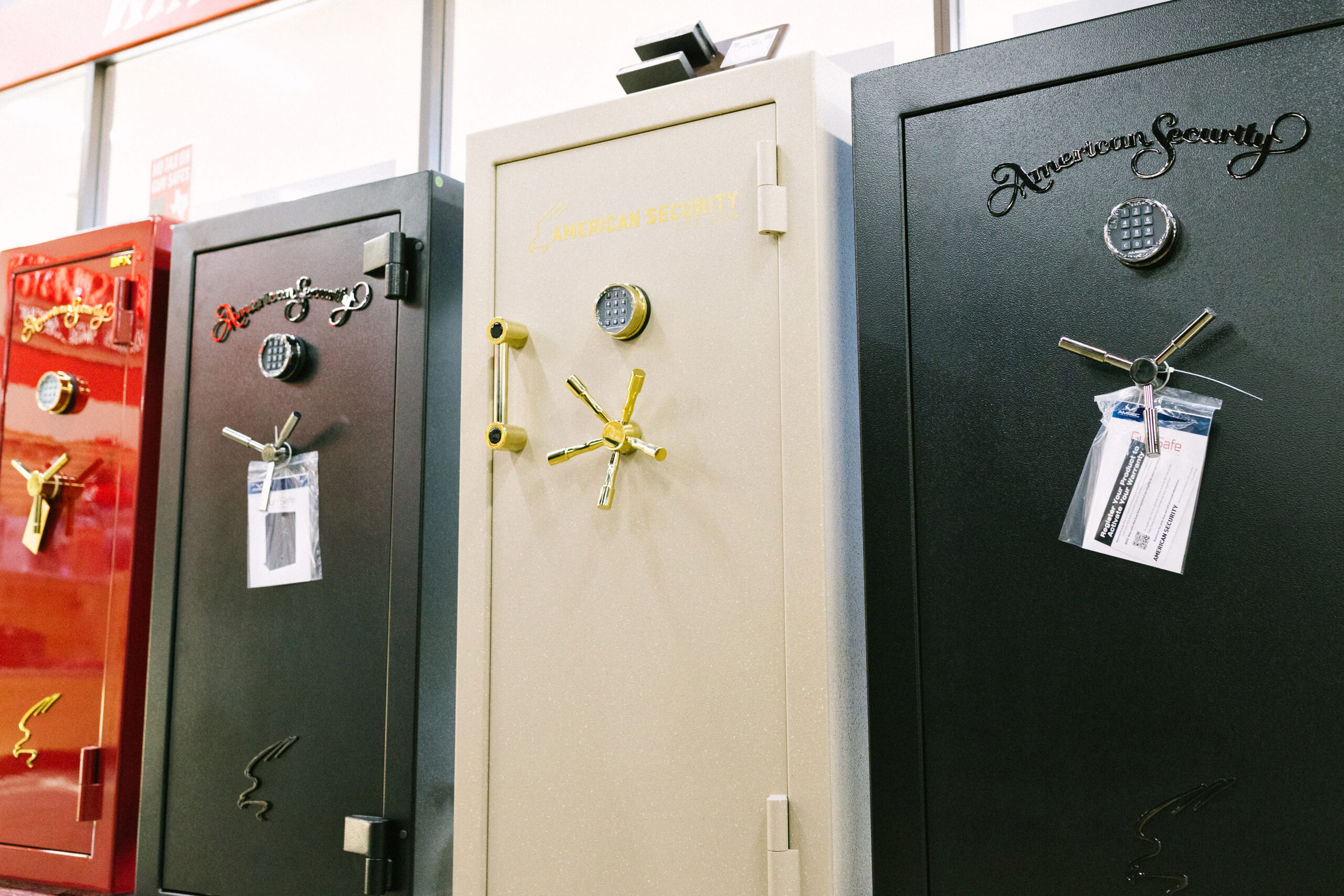 Gun Safe Display in A-1 Locksmith's Gun Safe Showroom