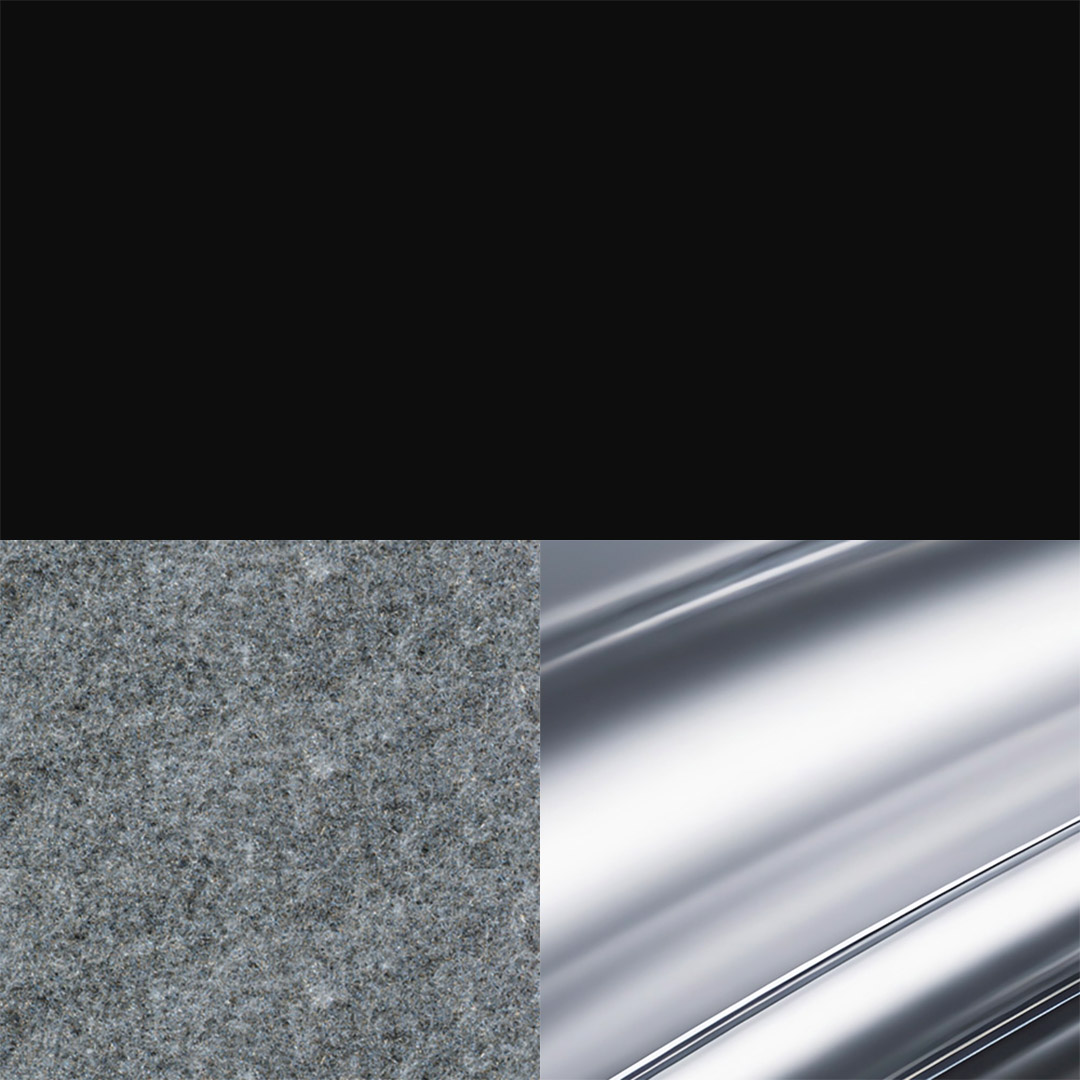Black Gloss / Gray Fabric / Chrome