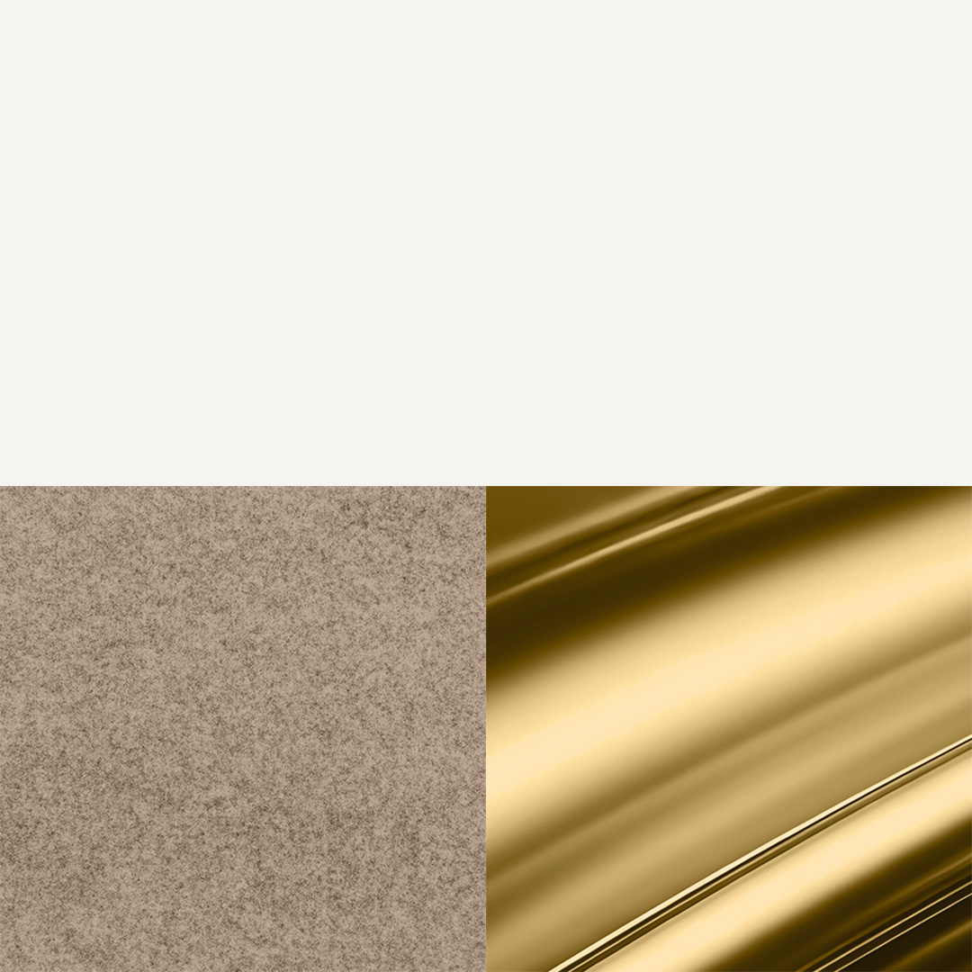 White Ivory Gloss / Camel Fabric / Brass